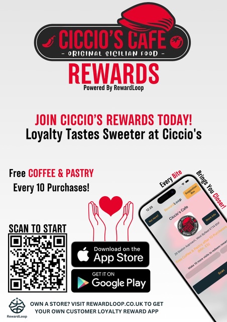 Custom Ciccio’s Cafe reward poster