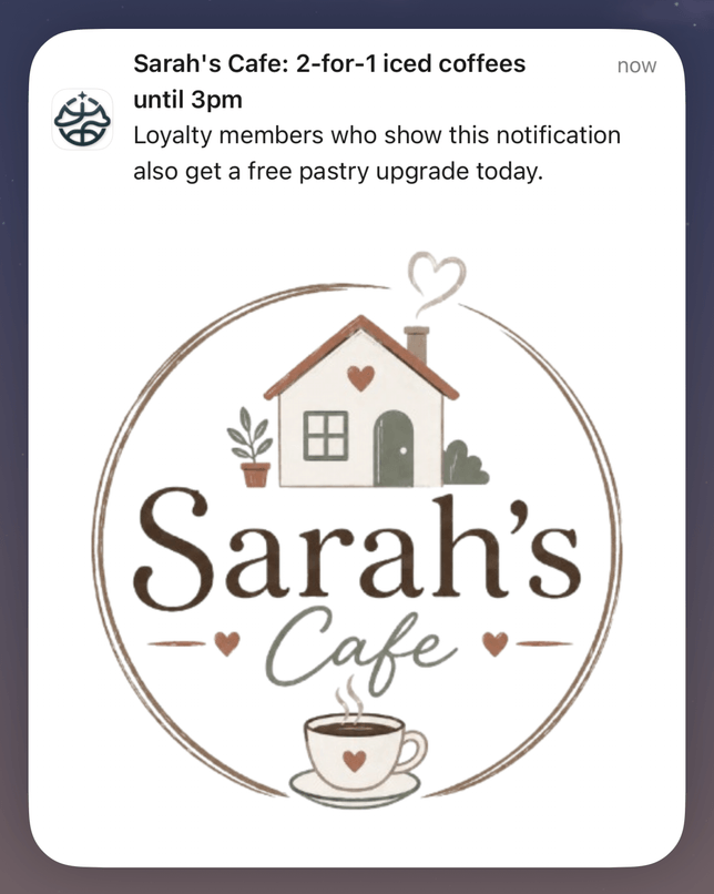 Expanded RewardLoop custom announcement notification with store branding